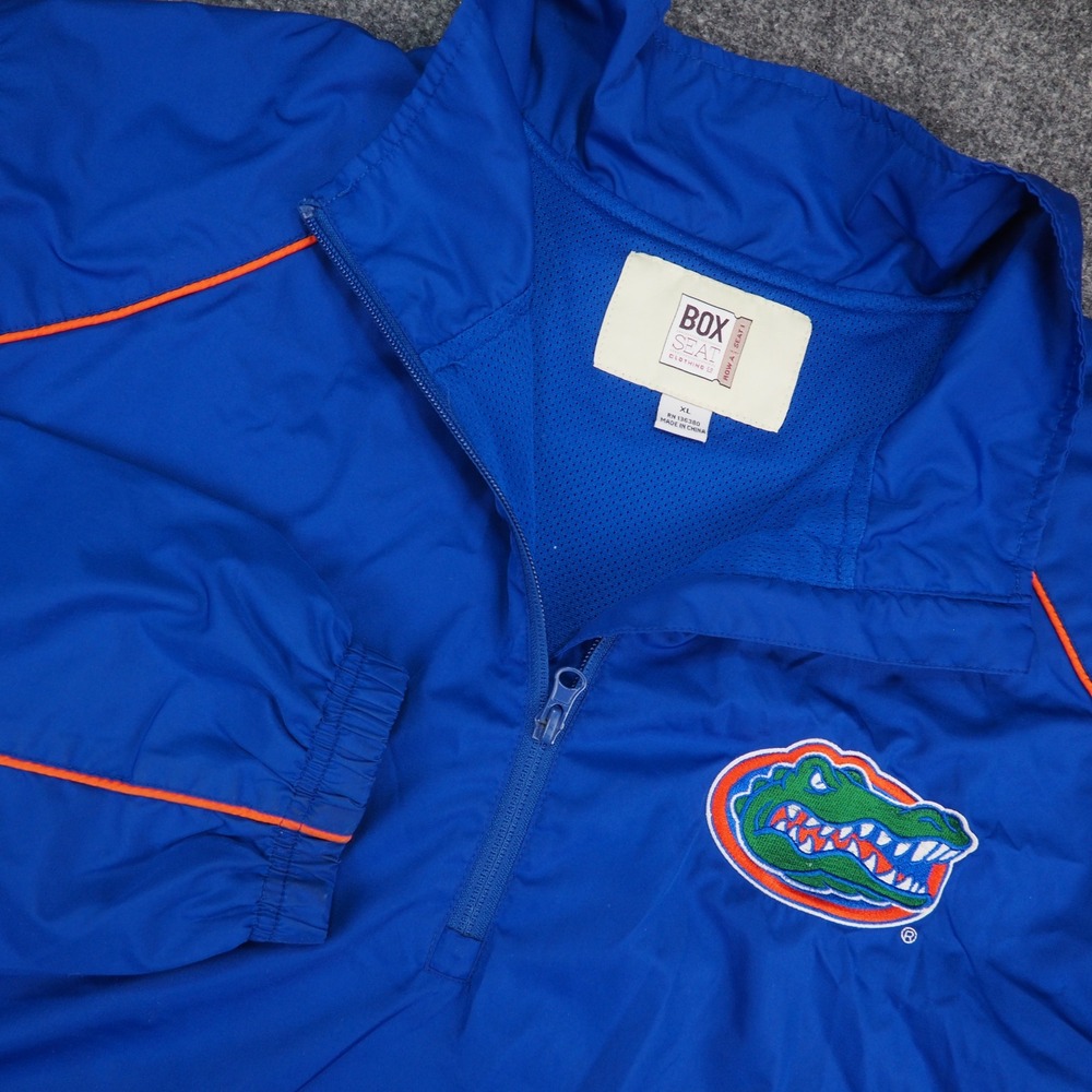 Florida Gators Windbreaker Mens Large Blue Solid Quarter Zip Pullover NCAA SEC